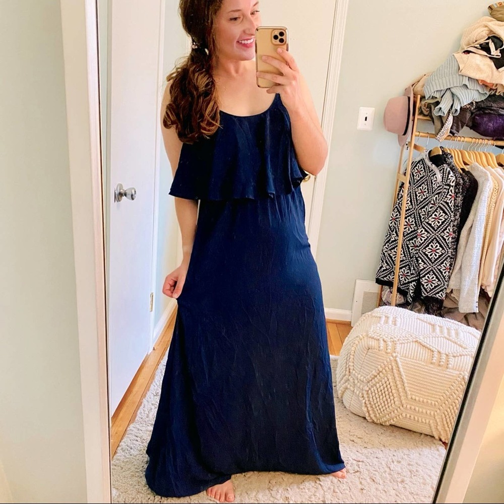 NWT Show Me Your Mumu Navy Caitlin Ruffle Dress XL